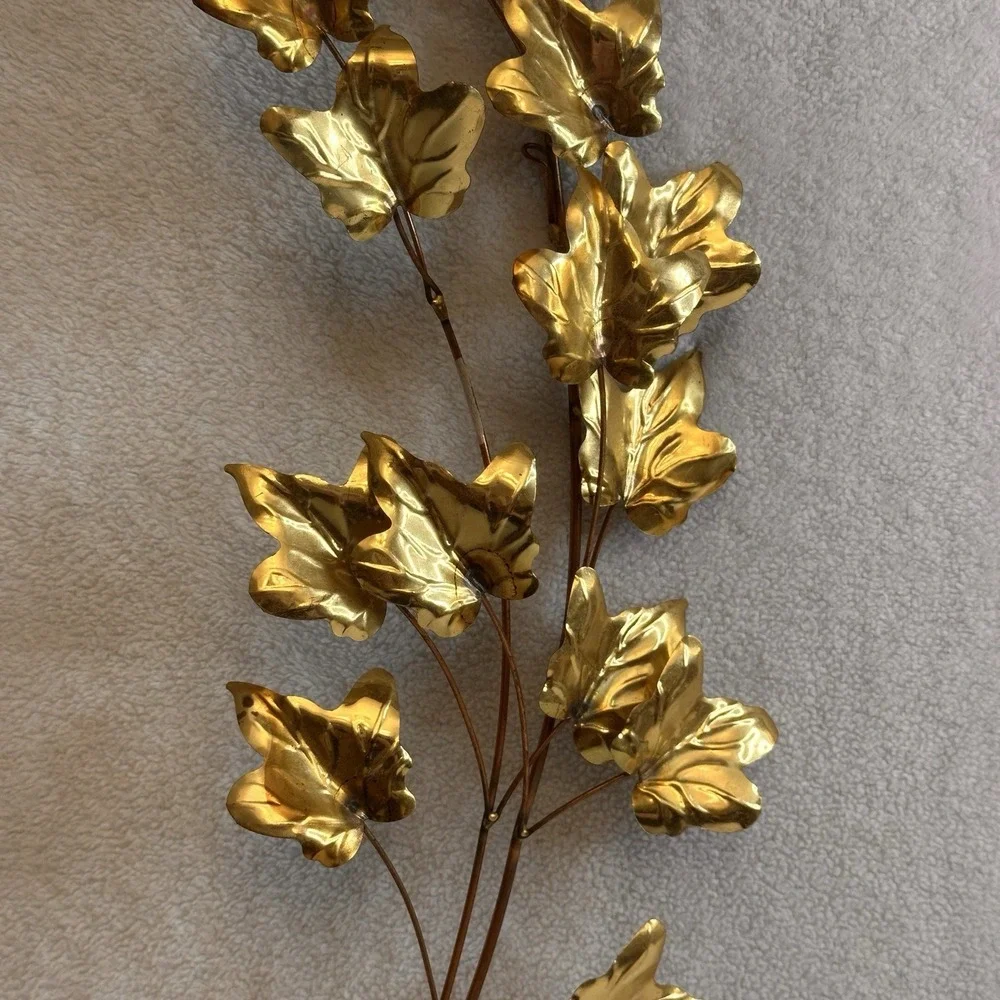 HOMCO‎ Vintage Ivy Leaf Branch Brass & Gold Tone Metal Wall Decor 18